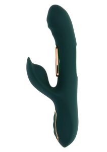 Heart of Gold Rechargeable Silicone Rabbit Vibrator - Green