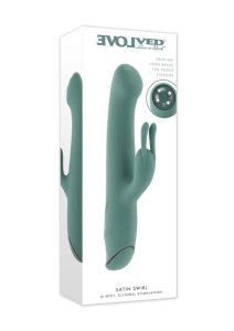 Satin Swirl Rechargeable Silicone Rabbit Vibrator with Clitoral Stimulator - Green