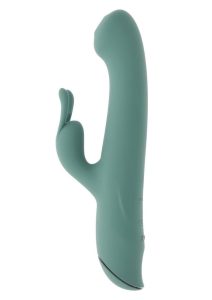 Satin Swirl Rechargeable Silicone Rabbit Vibrator with Clitoral Stimulator - Green