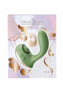 Swan Reign Rechargeable Silicone Dual Stimulating Vibrator - Green