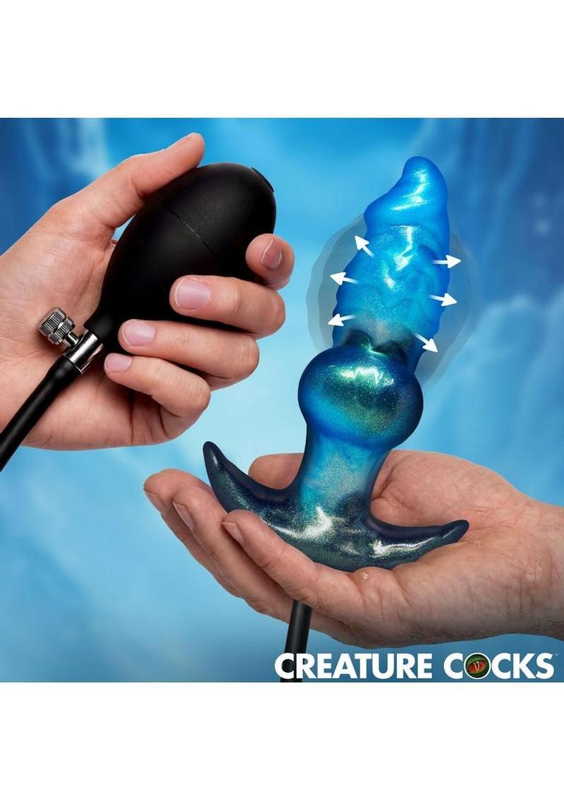 Creature Cocks Blizzard Inflatable Silicone Anal Plug - Blue - Image 3