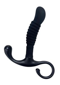 OptiMALE Ribbed Silicone Prostate Massager - Black
