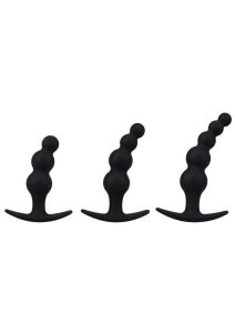 Mood Naughty Beaded Trainer Silicone Anal Plug (3 Piece Set) - Black