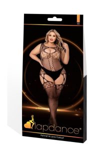 Lapdance Lingerie Fishnet and Lace Catsuit - Queen Size - Black