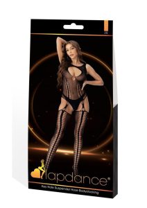 Lapdance Lingerie Keyhole Suspender Hose Bodystocking - OS - Black