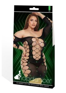 Lapdance Lingerie Glimmer Off the Shoulder Mini Dress - Queen Size - Glow in the Dark