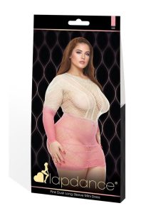 Lapdance Lingerie Pink Dusk Long Sleeve Mini Dress - Queen Size