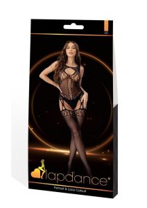 Lapdance Lingerie Fishnet and Lace Catsuit - OS - Black