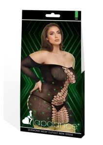 Lapdance Lingerie Diamond Mesh Cutout Mini Dress - Queen Size - Glow in the Dark