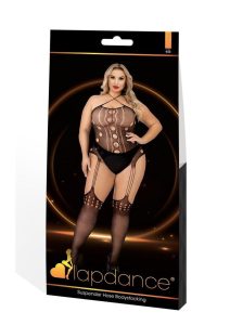 Lapdance Lingerie Suspender Hose Bodystocking - Queen Size - Black