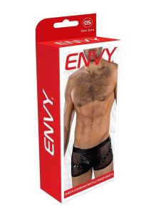 Envy Menswear Sheer Command Buckle Boxer Briefs - OS - Black