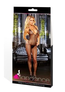 Lapdance Lingerie Deep V Crotchless Bodystocking - OS - Black