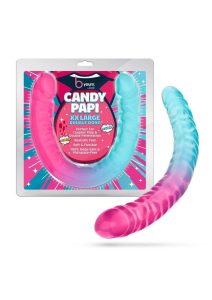 B Yours Candy Papi Double Dildo 17.75in - Multicolor