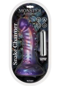 Monster Romance Snake Charmer Rechargeable Silicone Dildo with Bullet Vibrator - Multicolor