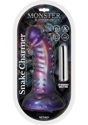 Monster Romance Snake Charmer Rechargeable Silicone Dildo with Bullet Vibrator - Multicolor