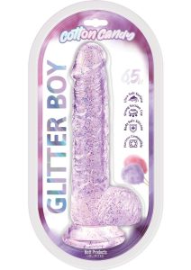 Cotton Candy Glitter Boy Silicone Dildo 6.5in - Purple