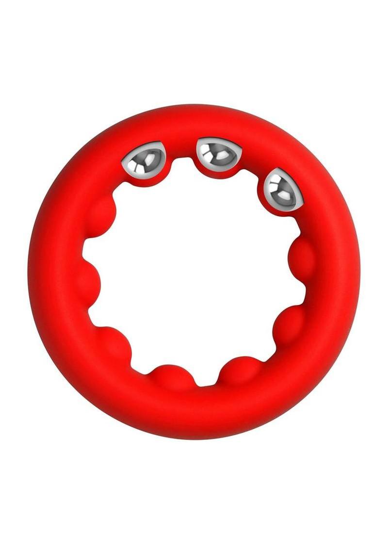 Jock Weighted Silicone Cock Ring Set - Black and Red - Image 3