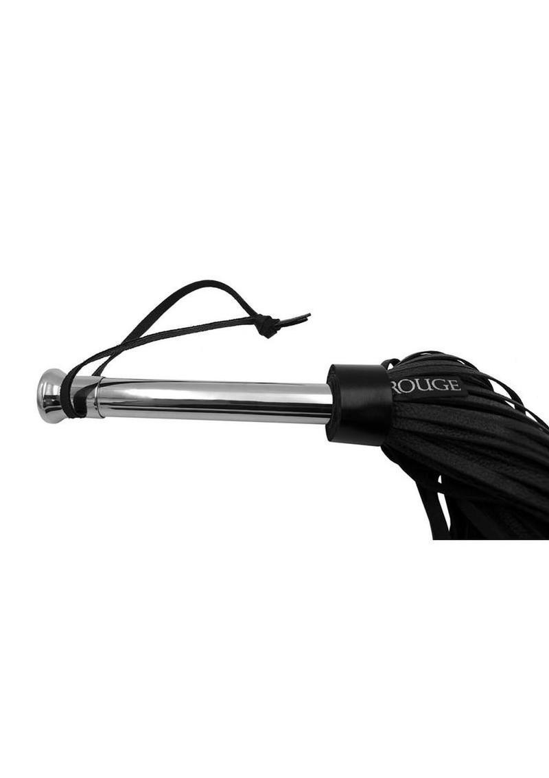 Leather Flogger with Steel Handle - Black/Silver - Image 3