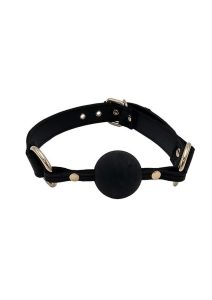 Leather Ball Gag with Gold Accessories - Black/Gold