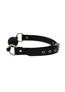 Leather Ball Gag with Gold Accessories - Black/Gold