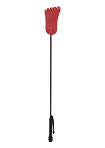 Rouge Foot Leather Riding Crop - Red/Black