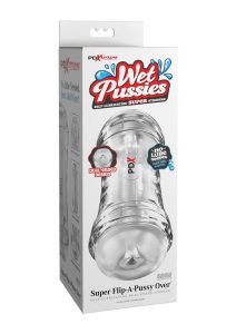 PDX Extreme Wet Pussies Super Flip-A-Pussy Over Self-Lubricating Stroker - Pussy/Ass - Frost/Clear
