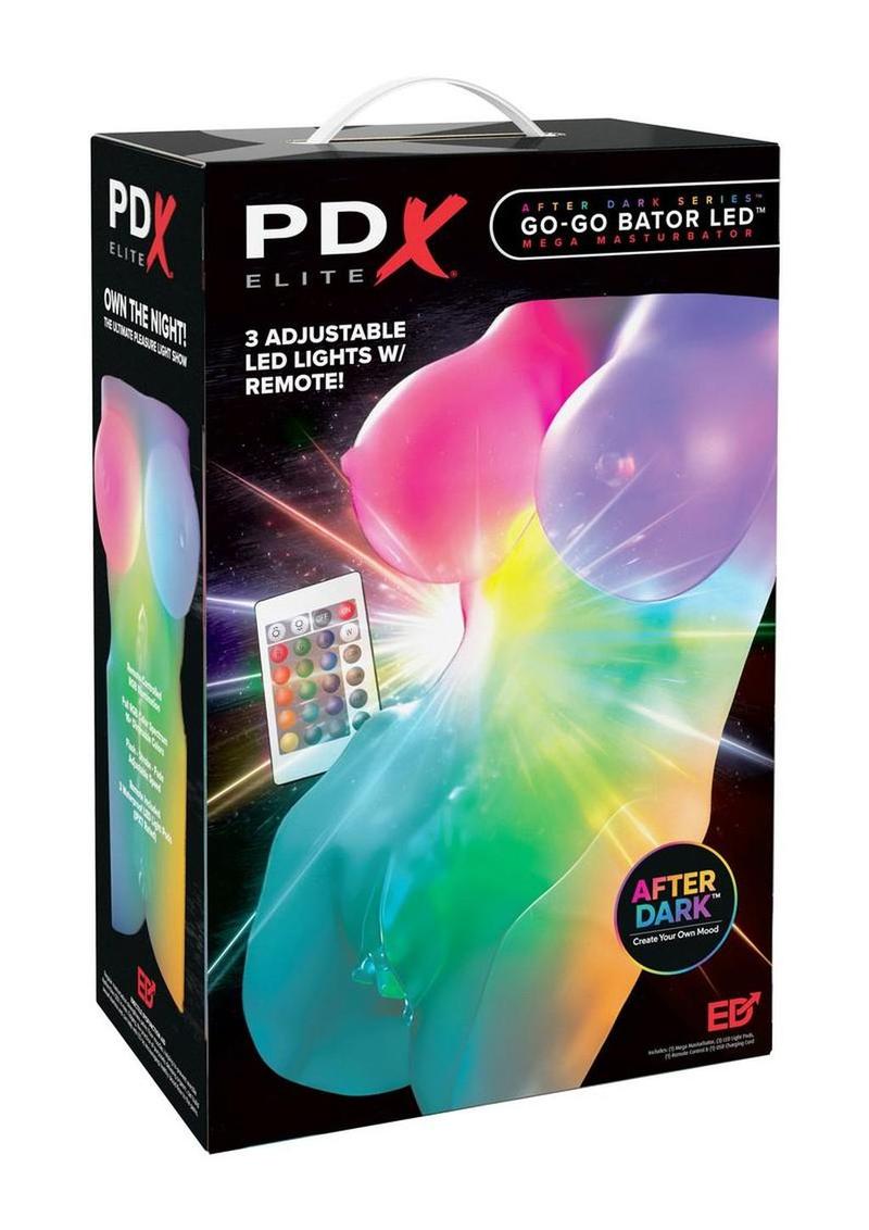 PDX Elite Go-Go Bator LED Mega Rechargeable Masturbator - Pussy/Ass - Multicolor