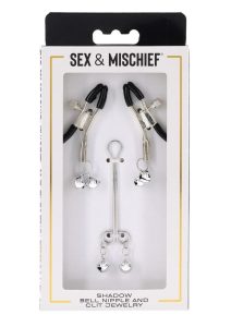Sex and Mischief Shadow Bell Nipple Clit Jewelry - Black/Silver
