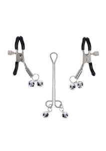 Sex and Mischief Shadow Bell Nipple Clit Jewelry - Black/Silver