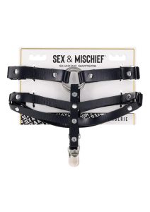 Sex and Mischief Shadow Garters - Black/Silver