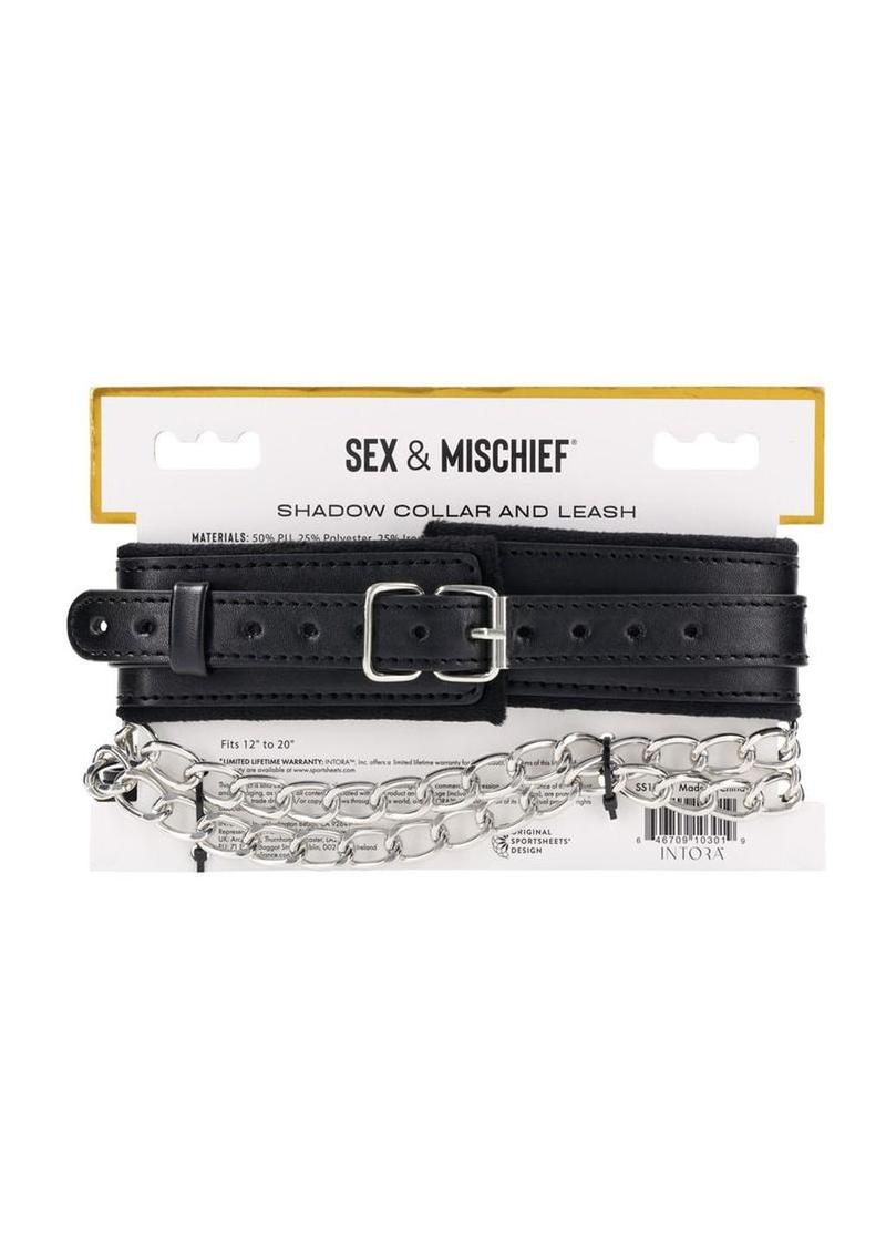 Sex and Mischief Shadow Collar and Leash - Black/Silver - Image 3