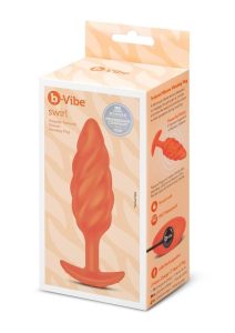 B-Vibe Swirl Textured Silicone Plug - Orange