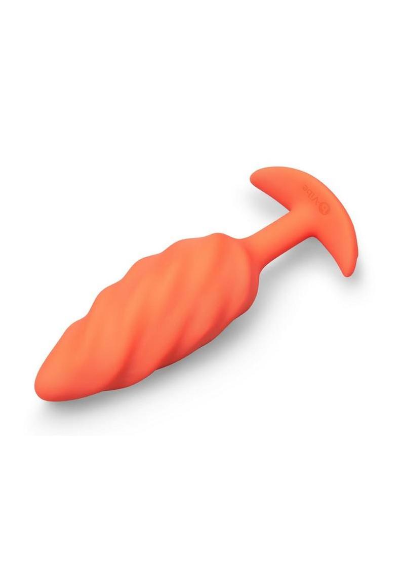 B-Vibe Swirl Textured Silicone Plug - Orange - Image 3