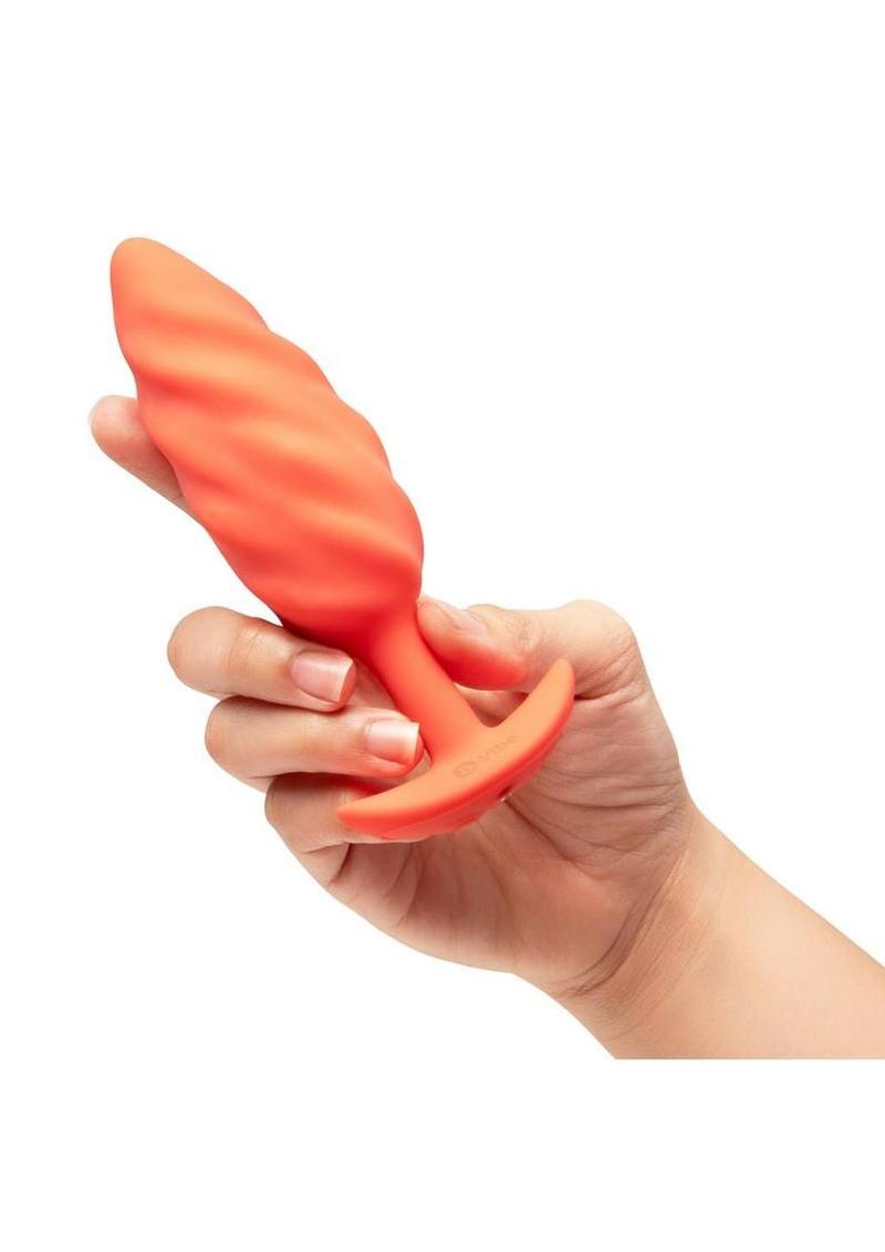 B-Vibe Swirl Textured Silicone Plug - Orange - Image 4