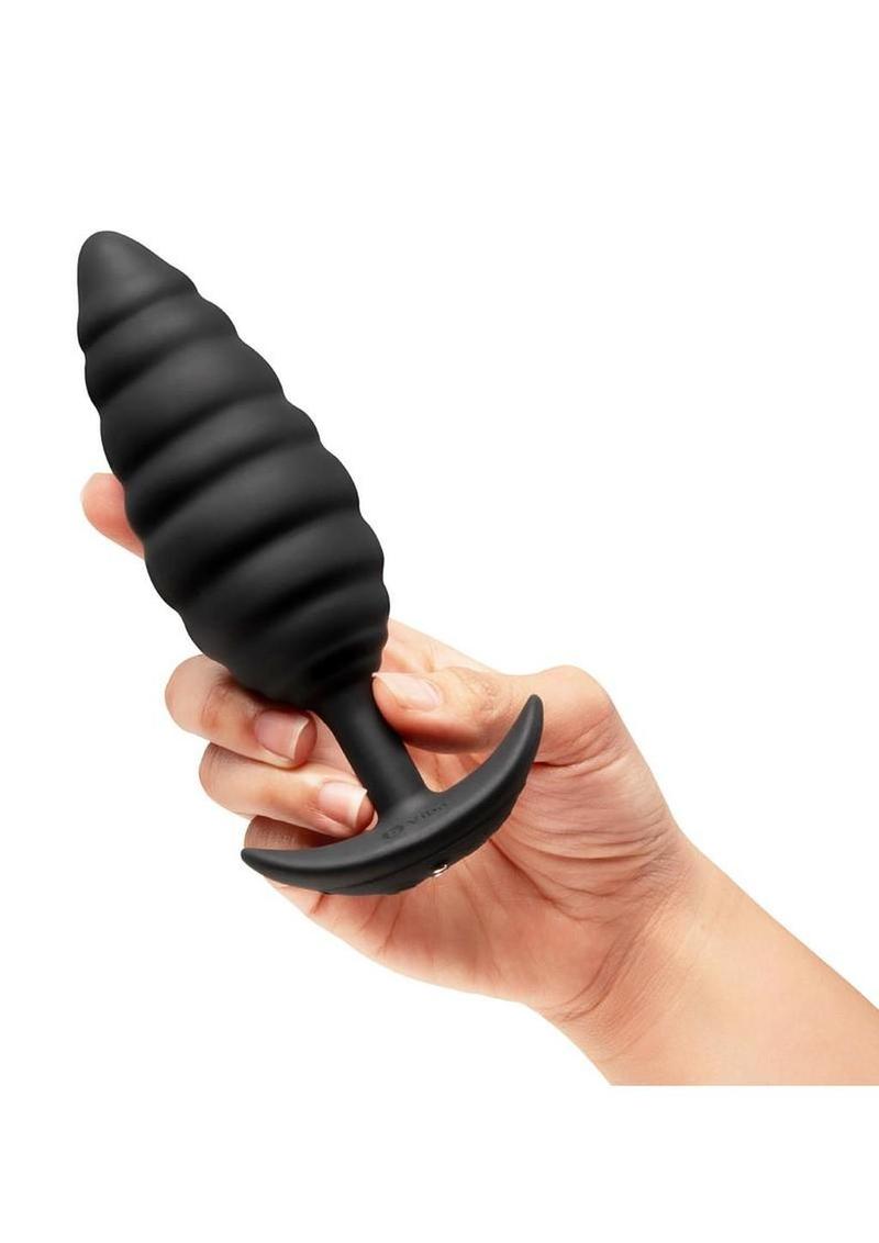 B-Vibe Twist Texture Silicone Plug - Black - Image 4