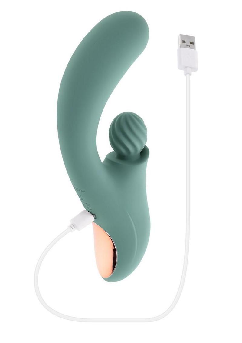 Spiral Charm Rechargeable Silicone Clitoral Stimulator - Green - Image 4