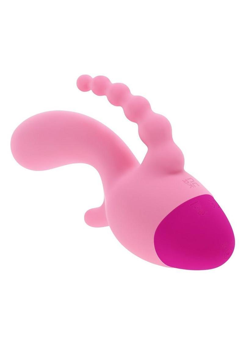 Selopa Game On Rechargeable Silicone Triple Stimulation Vibrator - Pink - Image 3
