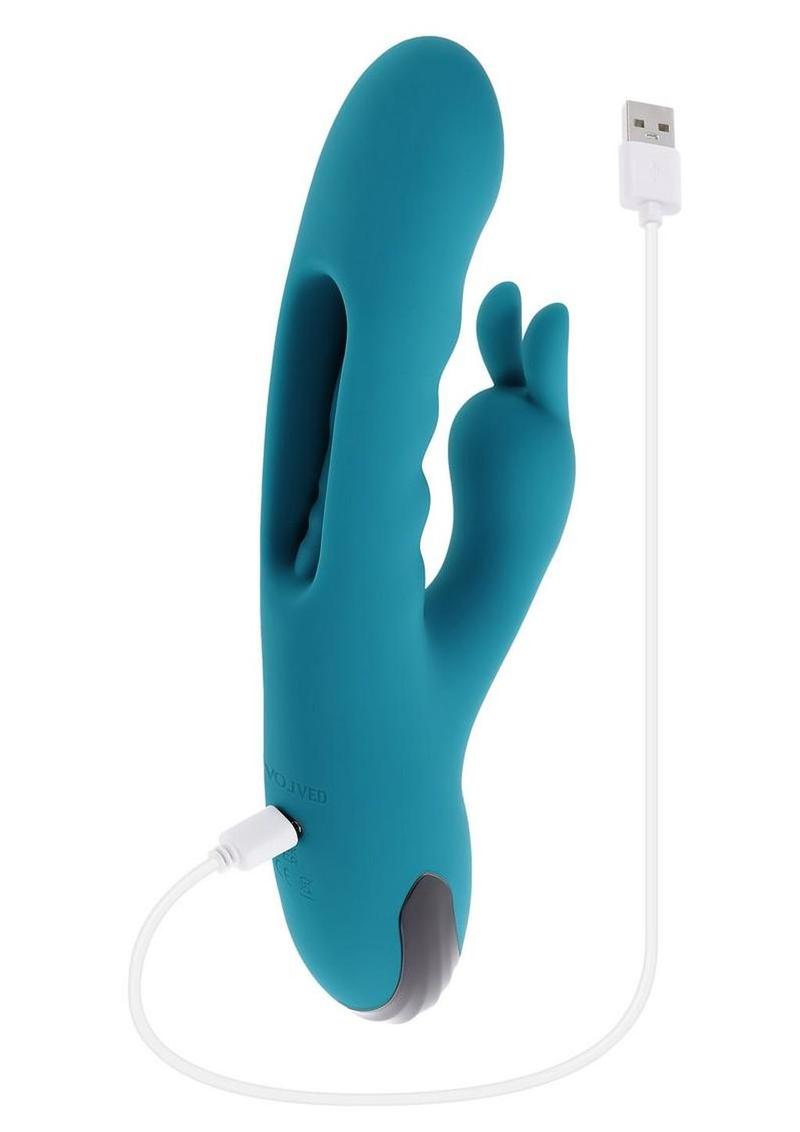 Bunny Tapper Rechargeable Silicone Tapping Rabbit Vibrator - Blue - Image 4