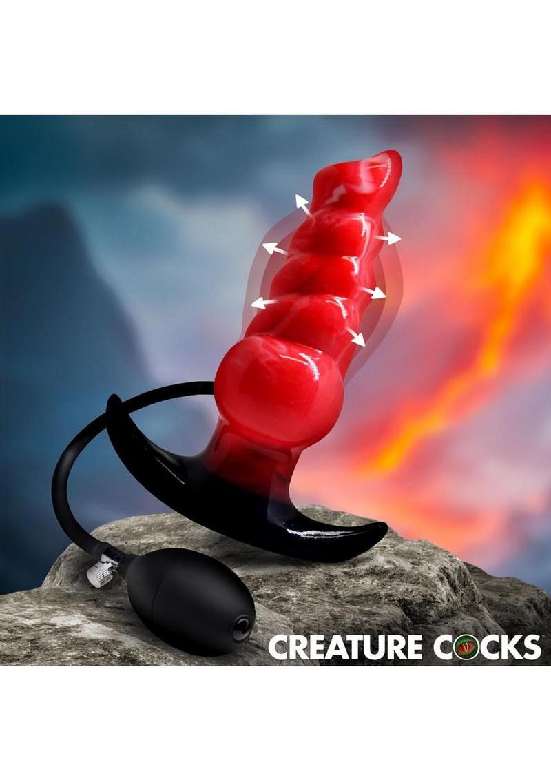 Creature Cocks Blaze Inflatable Silicone Anal Plug - Red/Black - Image 3