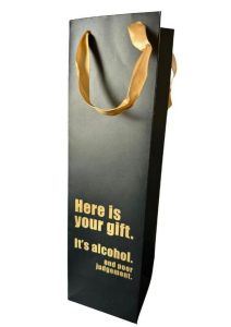Here`s Your Gift. It`s Alcohol and Poor Judgement Wine Bag - Black/Gold