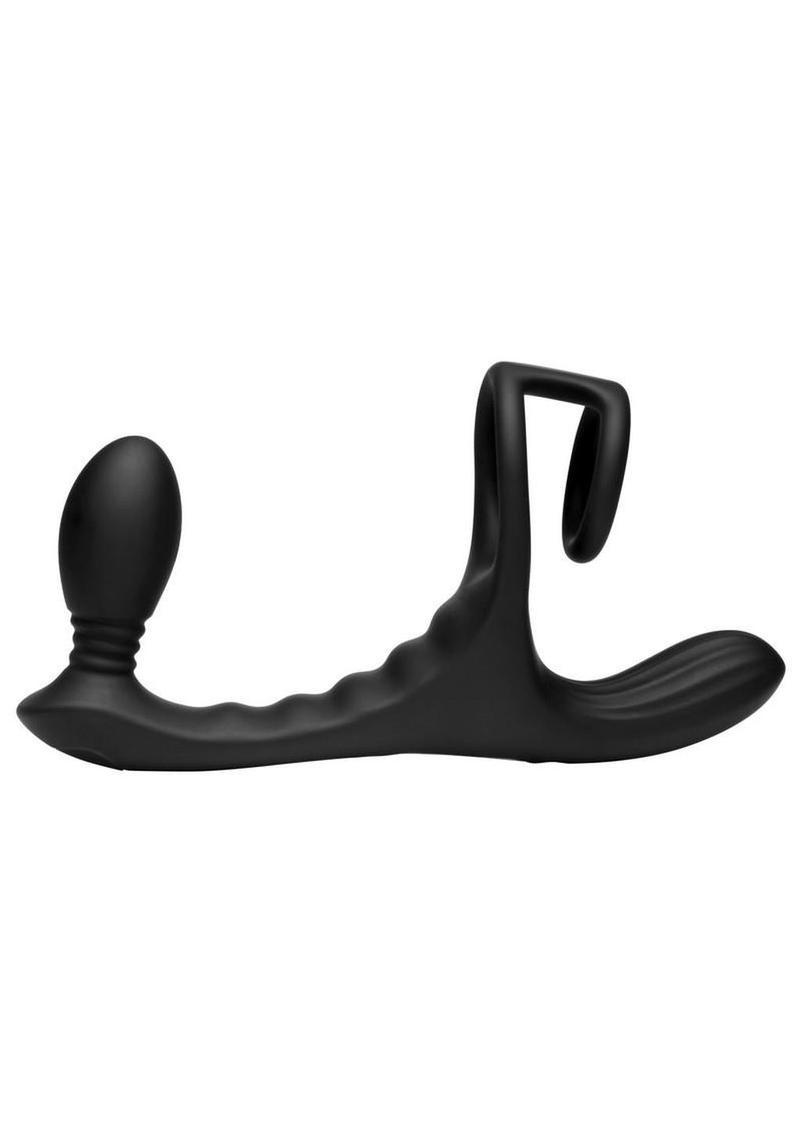 Jock Triple Rush Rechargeable Silicone Vibrating C-Ring and Anal Plug with Remote Contol - Black - Image 3