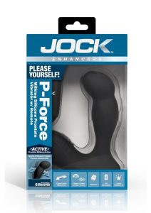 Jock P-Force Milking Rechargeable Silicone Prostate Vibrator w/ Remote Control - Black