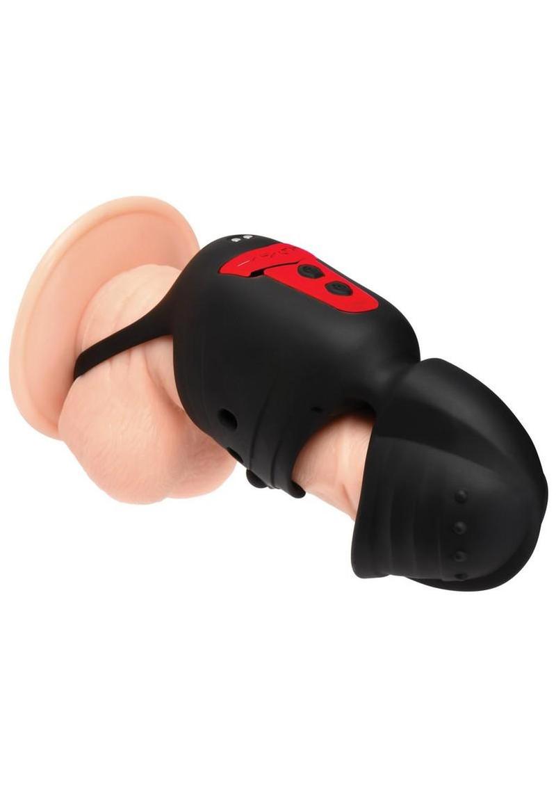 Jock Helmet Humper Gyrating and Vibrating Rechargeable Silicone Masturbator - Black/Red - Image 4