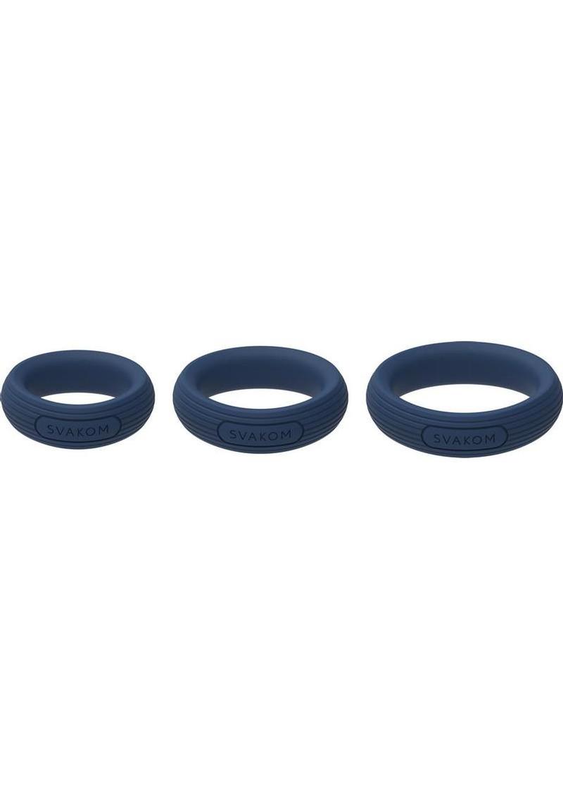 Svakom Triooo Silicone Cock Ring Set (3 Piece) - Blue - Image 3