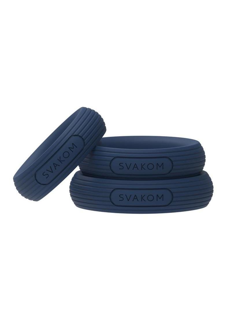 Svakom Triooo Silicone Cock Ring Set (3 Piece) - Blue - Image 4