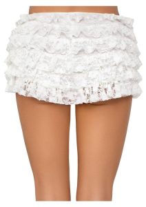 Leg Avenue Lace Ruffle Shorts - Large - White