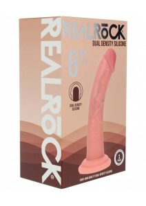 RealRock Dual Layered Silicone Curved Realistic Dildo with Suction Cup 6in - Vanilla