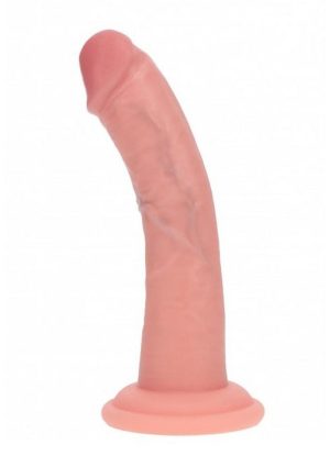 RealRock Dual Layered Silicone Curved Realistic Dildo with Suction Cup 6in - Vanilla