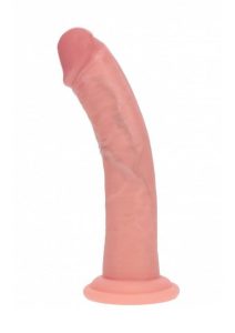 RealRock Dual Layered Silicone Curved Realistic Dildo with Suction Cup 7in - Vanilla