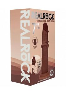RealRock Dual Layered Silicone Realistic Sliding Skin Dildo 7in - Chocolate